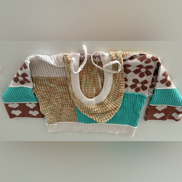 POL Ivory Mint Multi Cardigan Hoodie Sweater - Picture 2 of 3